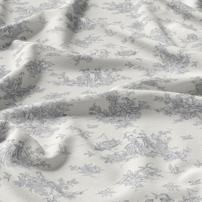 Printed Viscose POMPADOUR Off-White / Gray